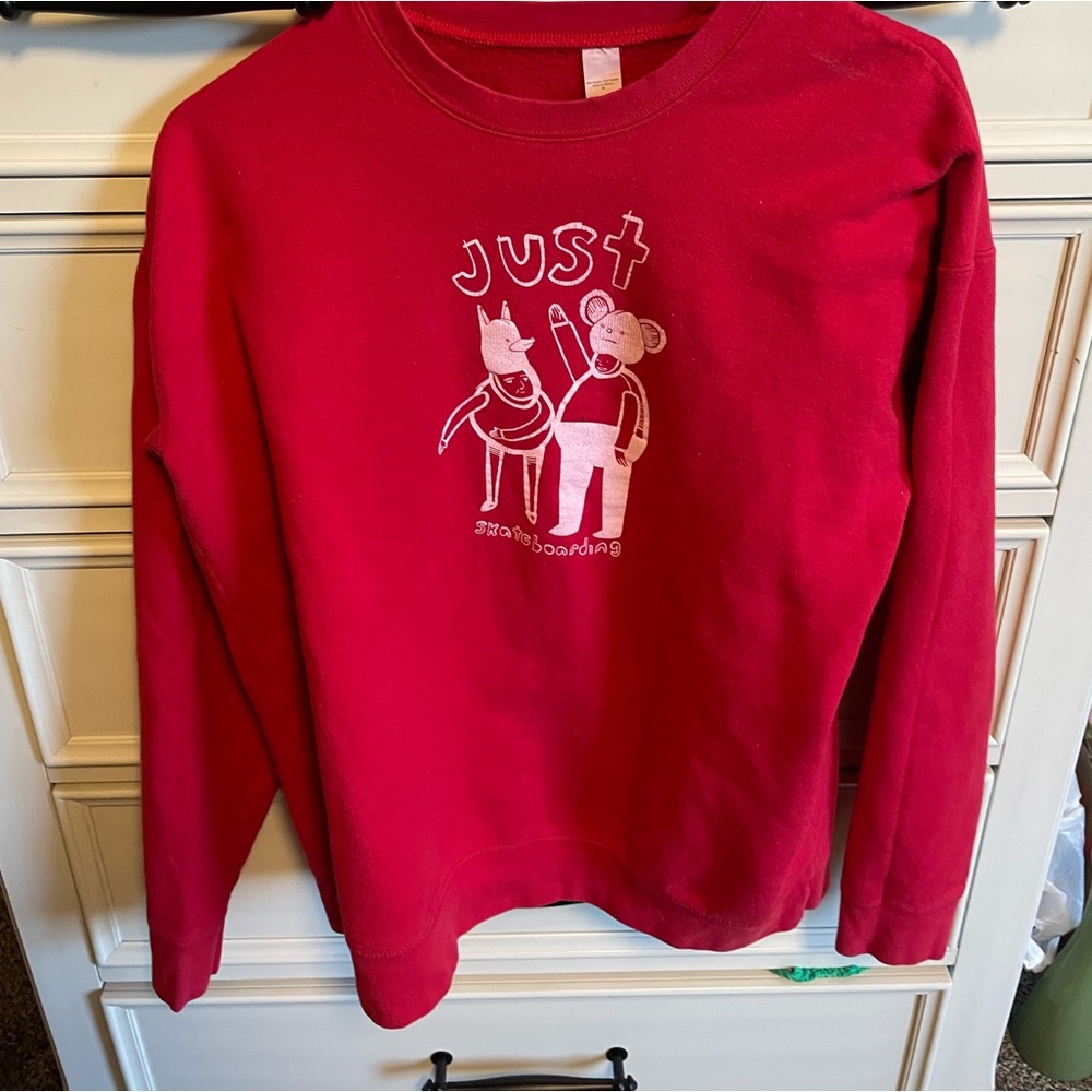 “Just Skateboarding” graphic crewneck